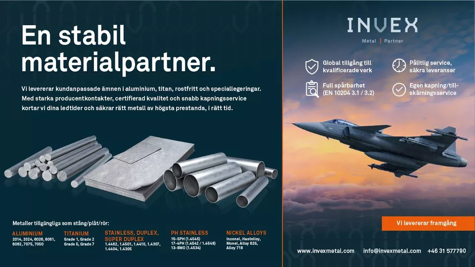Invex Metal – partner för kvalificeradmetallförsörjning till försvarsindustrin Invex Metal – partner för kvalificeradmetallförsörjning till försvarsindustrin